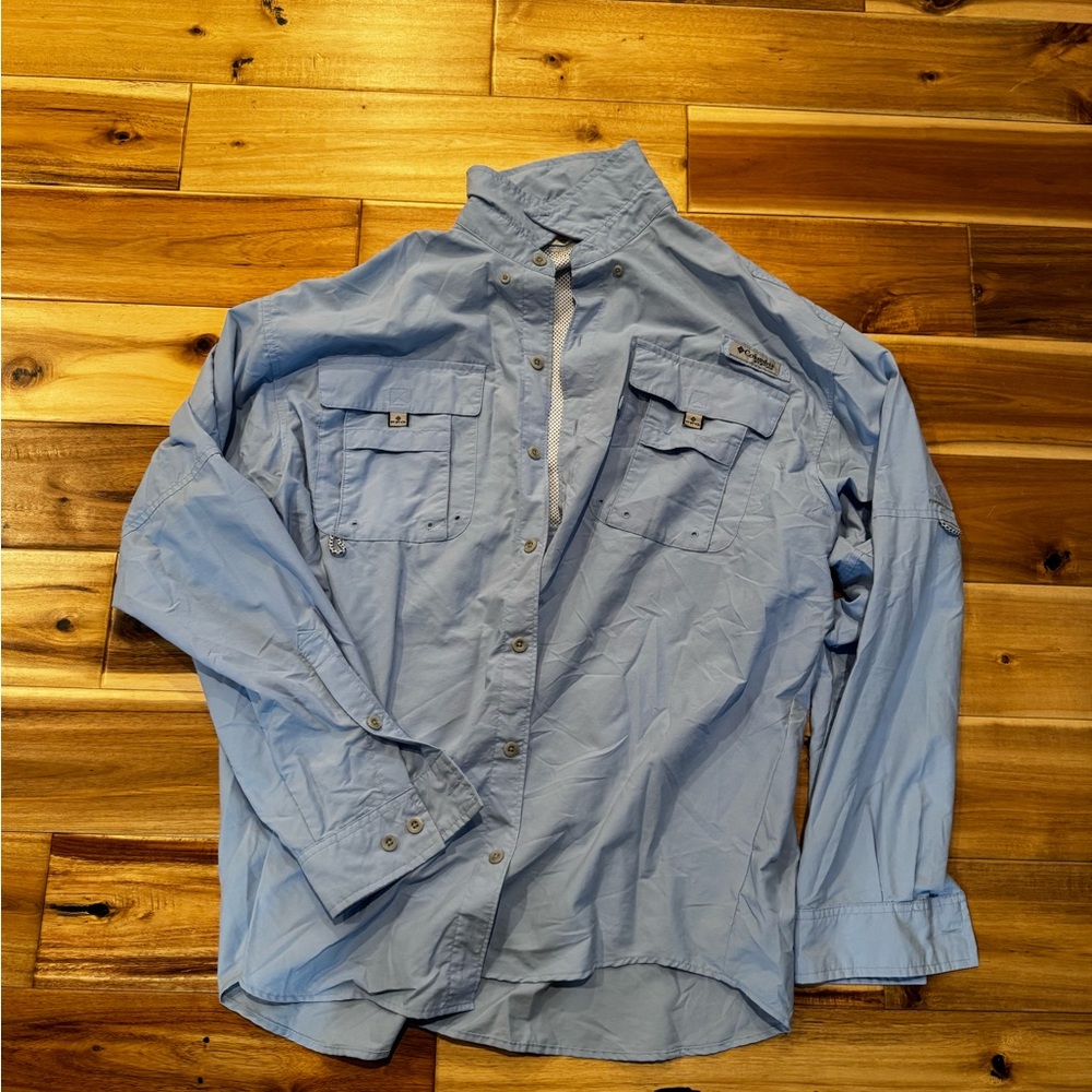 Columbia Light Blue Men's Long Sleeve Button-Down Shirt